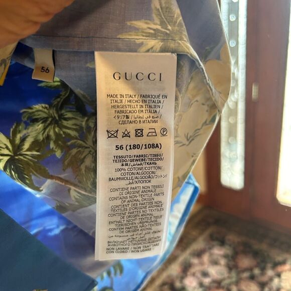Men’s Gucci palm tree, print bowling shirt size size 56 made in Italy - Picture 3 of 8